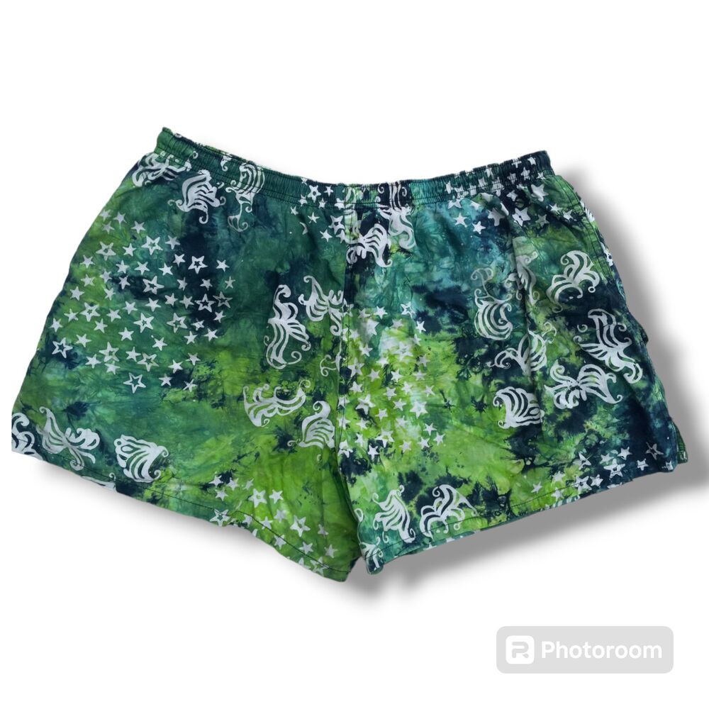 Vintage Jimmy'Z Tie Dye Swim Trunks-Large-Stars-Drawstring-Pockets-4" Inseam - Picture 5 of 8